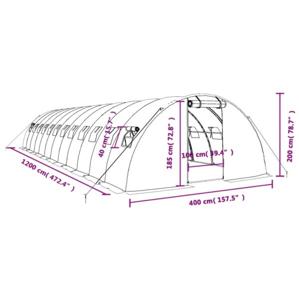 Växthus med stålram vit 48 m² 12x4x2 m - Bild 12