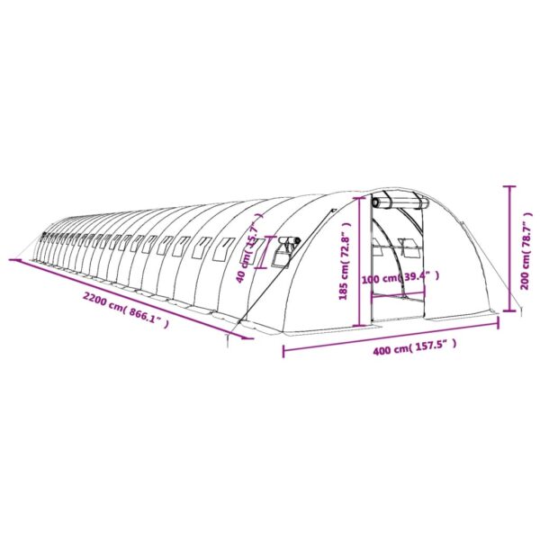 Växthus med stålram vit 88 m² 22x4x2 m - Bild 12