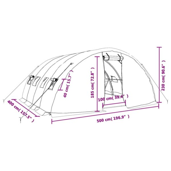 Växthus med stålram grön 20 m² 5x4x2,3 m - Bild 12