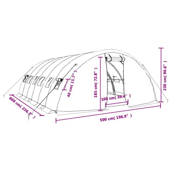 Växthus med stålram vit 30 m² 6x5x2,3 m - Bild 12