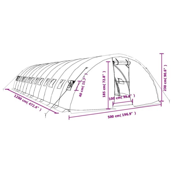 Växthus med stålram vit 60 m² 12x5x2,3 m - Bild 12