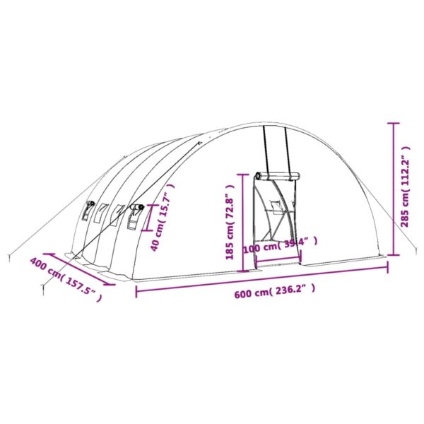 Växthus med stålram grön 24 m² 6x4x2,85 m - Bild 12