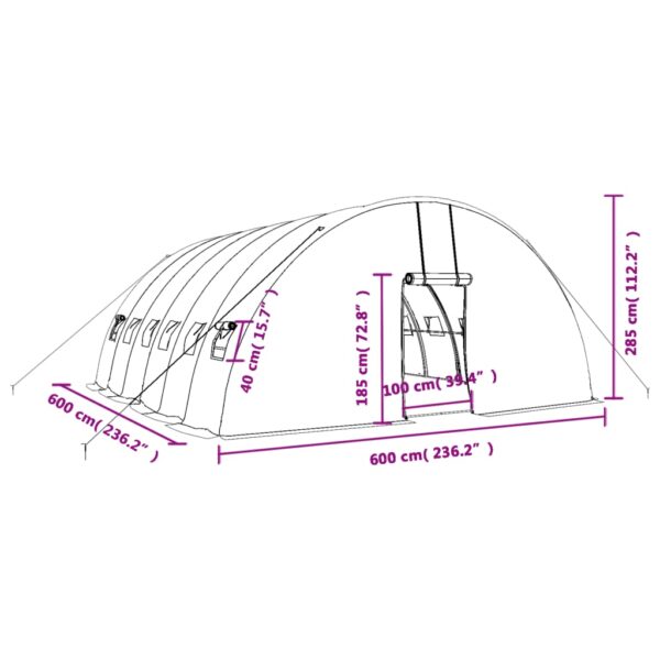 Växthus med stålram grön 36 m² 6x6x2,85 m - Bild 12