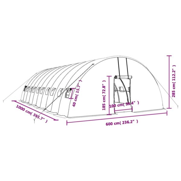 Växthus med stålram vit 60 m² 10x6x2,85 m - Bild 12