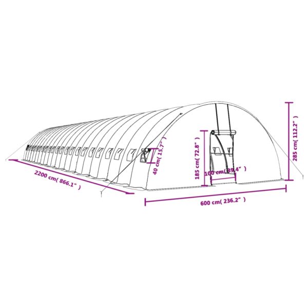 Växthus med stålram vit 132 m² 22x6x2,85 m - Bild 12