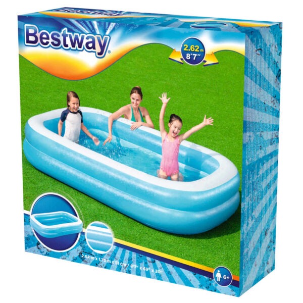 Bestway Uppblåsbar pool rektangulär 262x175x51 cm blå och vit - Bild 6