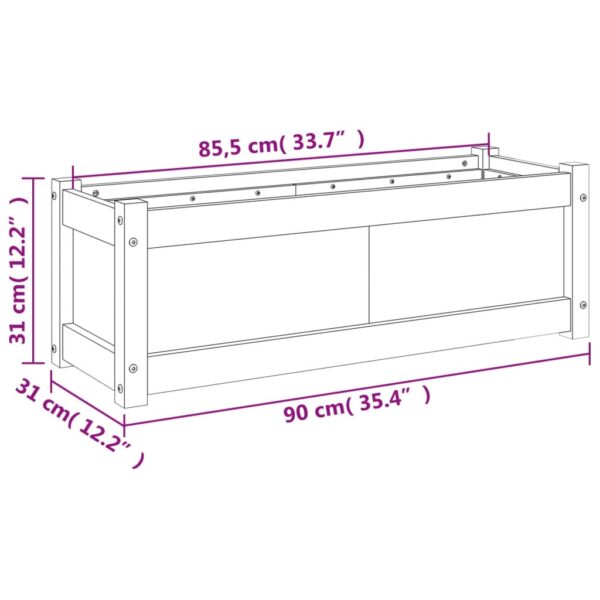 Odlingslåda 90x31x31 cm vit massiv furu - Bild 11