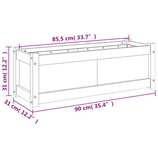 Odlingslåda vaxbrun 90x31x31 cm massiv furu - Bild 11