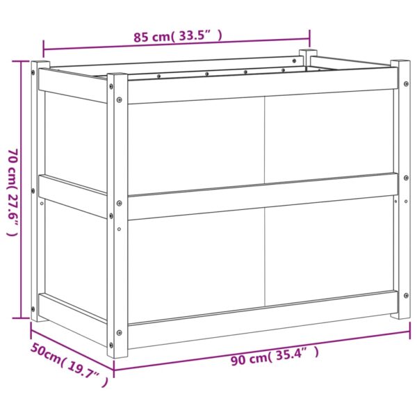 Odlingslåda 90x50x70 cm vit massiv furu - Bild 11