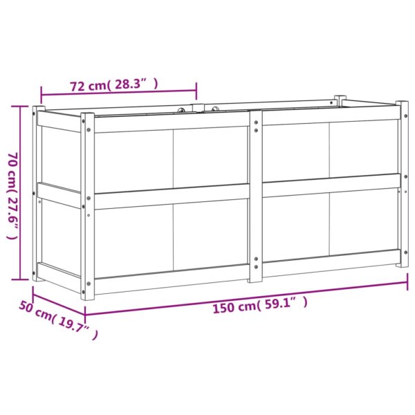 Odlingslåda vaxbrun 150x50x70 cm massiv furu - Bild 11