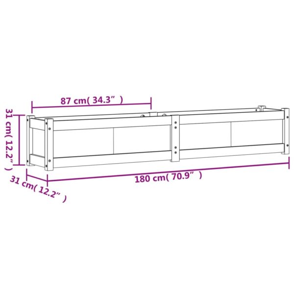 Odlingslåda vaxbrun 180x31x31 cm massiv furu - Bild 11