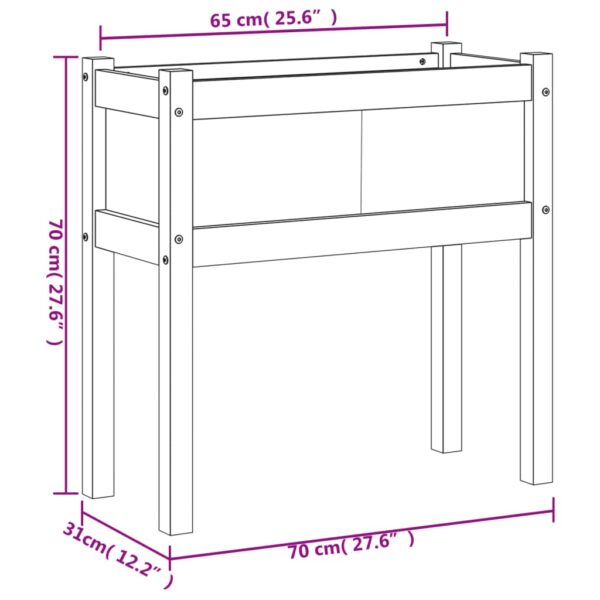 Odlingslådor med ben vit 70x31x70 cm massiv furu - Bild 11