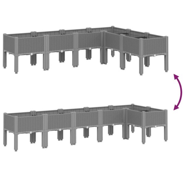 Odlingslåda med ben ljusgrå 160x120x42 cm PP - Bild 6