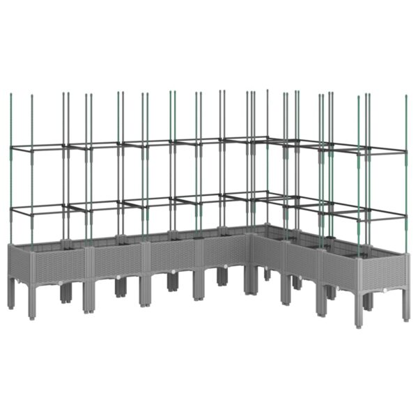 Odlingslåda med spaljé ljusgrå 200x160x142,5 cm PP - Bild 2