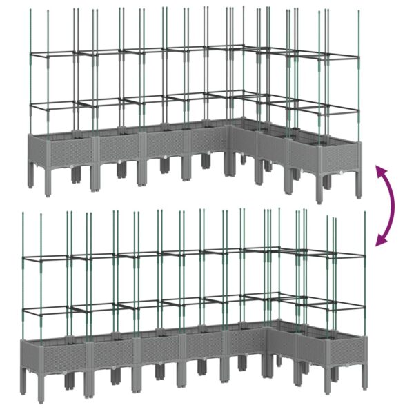 Odlingslåda med spaljé ljusgrå 200x160x142,5 cm PP - Bild 6