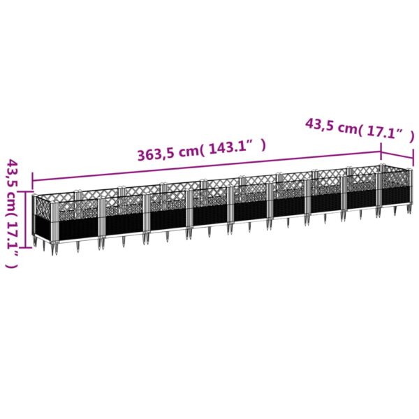 Odlingslåda med piggar grå 363,5x43,5x43,5 cm PP - Bild 8