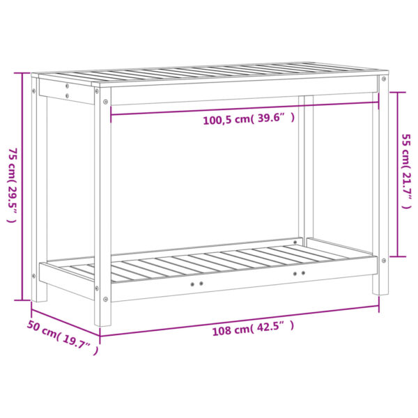 Växtbord med hylla 108x50x75 cm massiv impregnerad furu - Bild 10