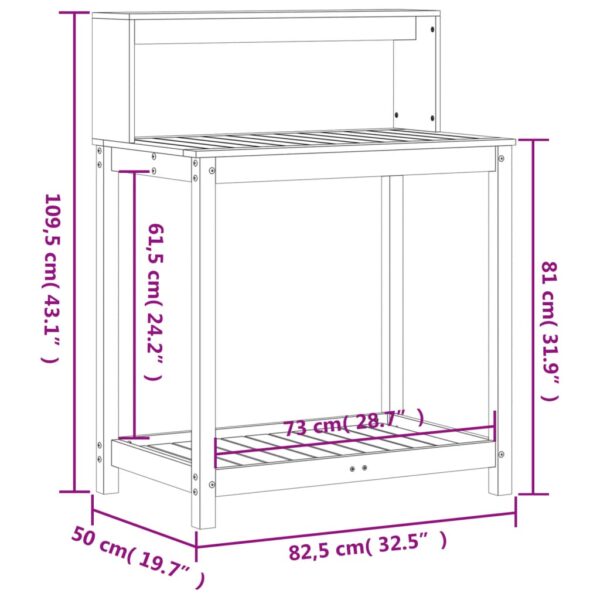 Växtbord med hyllor 82,5x50x109,5 cm massivt douglasträ - Bild 10