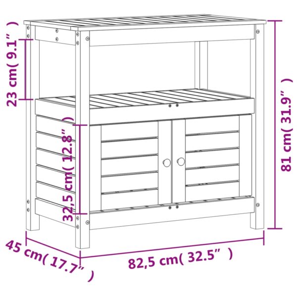 Växtbord med hyllor vit 82,5x45x81 cm massiv furu - Bild 10