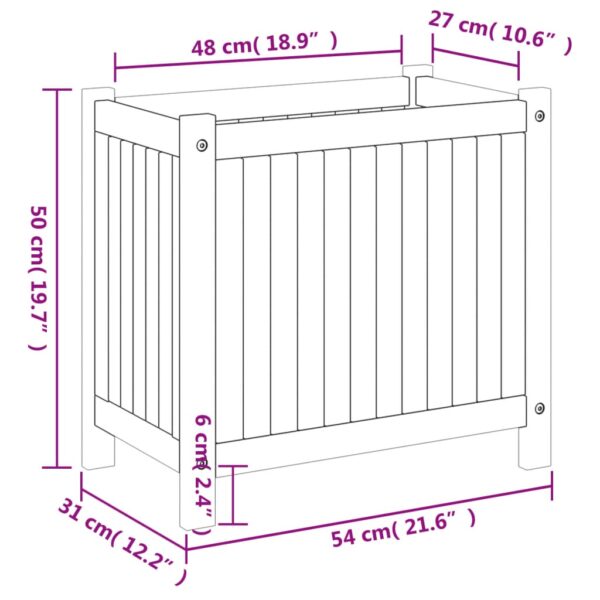 Odlingslåda med foder 54x31x50 cm massivt akaciaträ - Bild 9