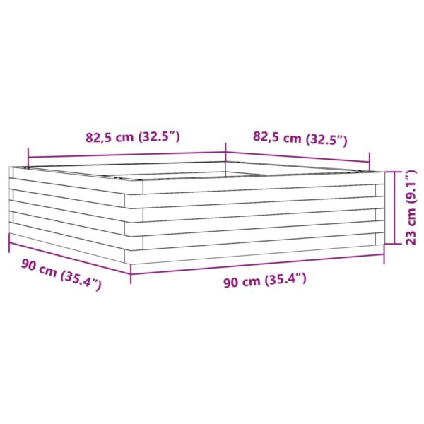 Odlingslåda 90x90x23 cm vit massiv furu - Bild 10