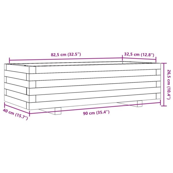 Odlingslåda vit 90x40x26,5 cm massiv furu - Bild 10