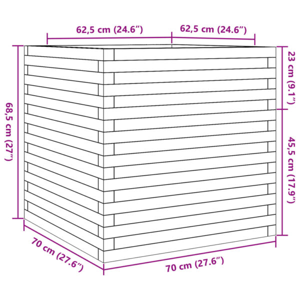 Odlingslåda vit 70x70x68,5 cm massiv furu - Bild 10