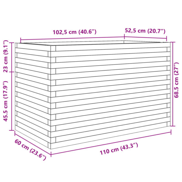 Odlingslåda vit 110x60x68,5 cm massiv furu - Bild 10