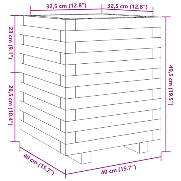 Odlingslåda vaxbrun 40x40x49,5 cm massiv furu - Bild 10