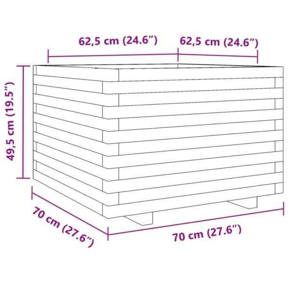 Odlingslåda 70x70x49,5 cm massivt furuträ - Bild 10