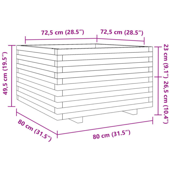 Odlingslåda vit 80x80x49,5 cm massiv furu - Bild 10