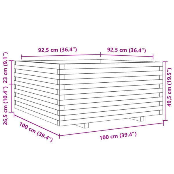 Odlingslåda 100x100x49,5 cm massivt furuträ - Bild 10