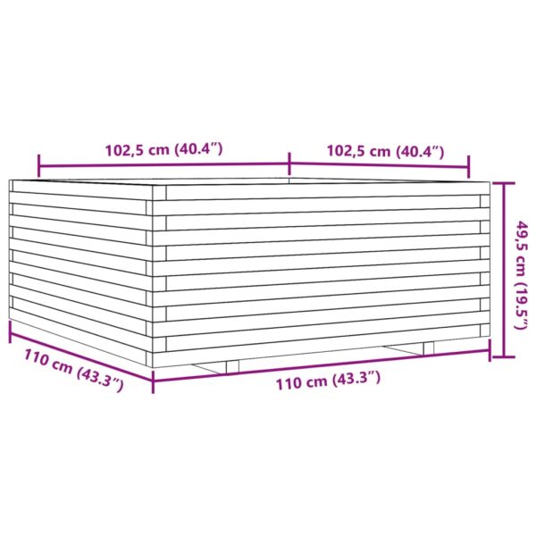 Odlingslåda vit 110x110x49,5 cm massiv furu - Bild 10