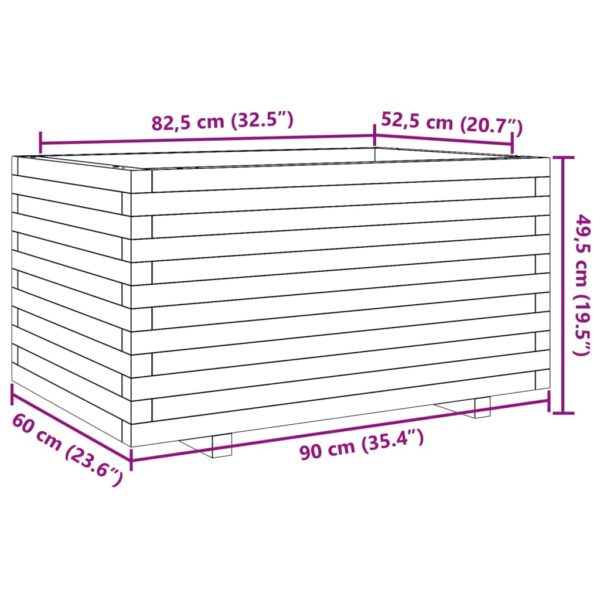 Odlingslåda 90x60x49,5 cm massivt furuträ - Bild 10