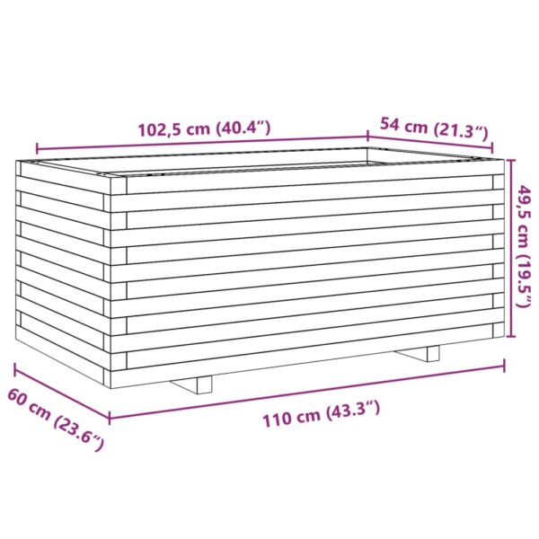 Odlingslåda vit 110x60x49,5 cm massiv furu - Bild 10