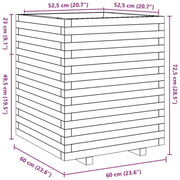 Odlingslåda 60x60x72,5 cm massivt furuträ - Bild 10