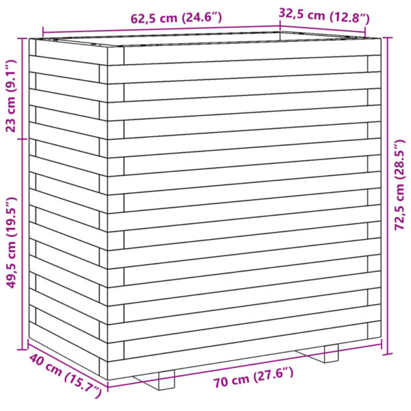 Odlingslåda vaxbrun 70x40x72,5 cm massiv furu - Bild 10