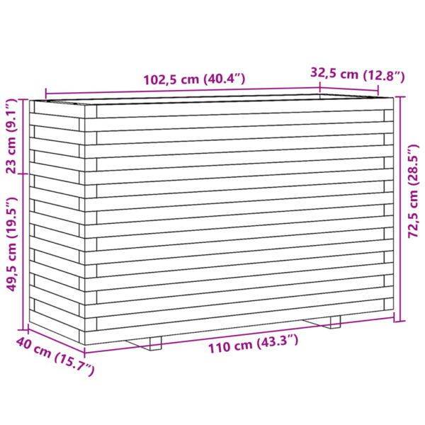 Odlingslåda vaxbrun 110x40x72,5 cm massiv furu - Bild 10