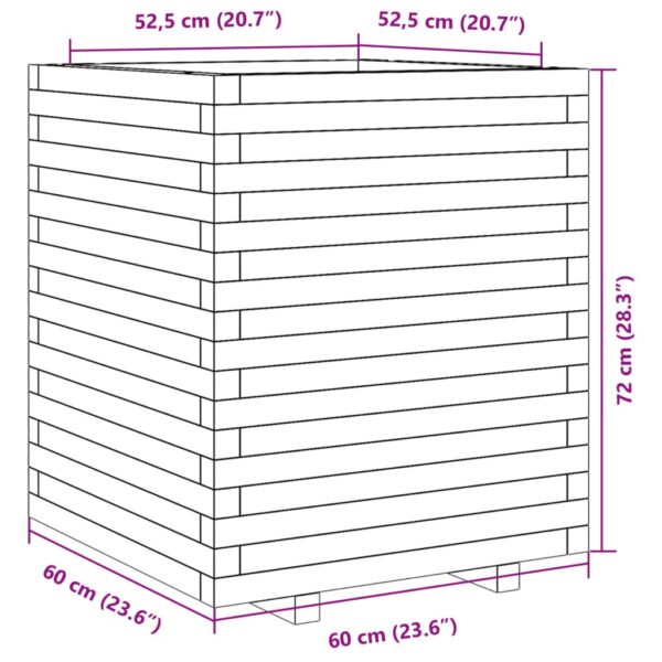 Odlingslåda 60x60x72 cm vit massiv furu - Bild 10