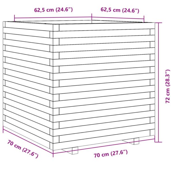 Odlingslåda 70x70x72 cm vit massiv furu - Bild 10