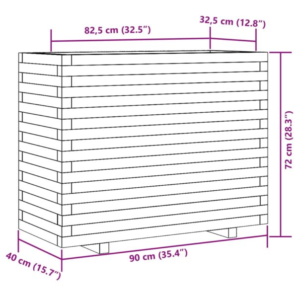 Odlingslåda vaxbrun 90x40x72 cm massiv furu - Bild 10