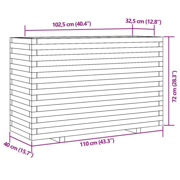 Odlingslåda vaxbrun 110x40x72 cm massiv furu - Bild 10