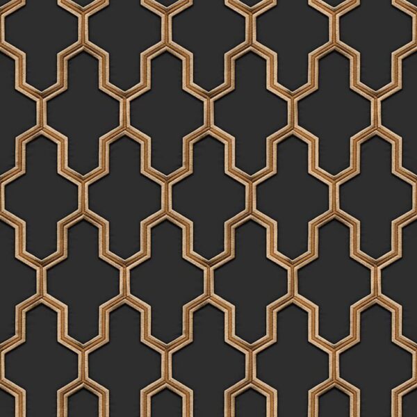 DUTCH WALLCOVERINGS Tapet Geometric svart och guld - Bild 2