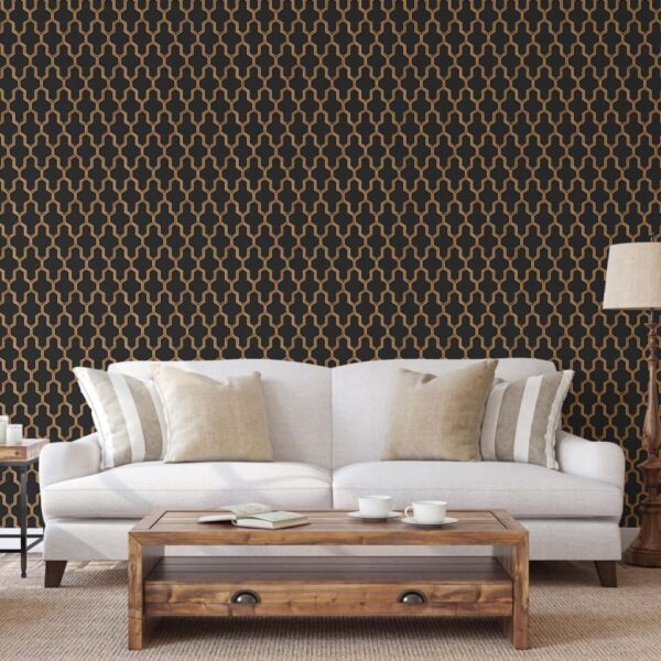 DUTCH WALLCOVERINGS Tapet Geometric svart och guld - Bild 3