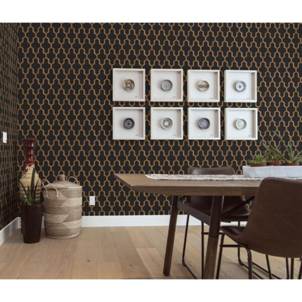 DUTCH WALLCOVERINGS Tapet Geometric svart och guld - Bild 5