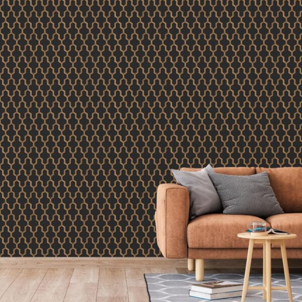 DUTCH WALLCOVERINGS Tapet Geometric svart och guld - Bild 6