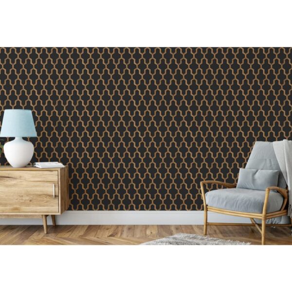 DUTCH WALLCOVERINGS Tapet Geometric svart och guld - Bild 8