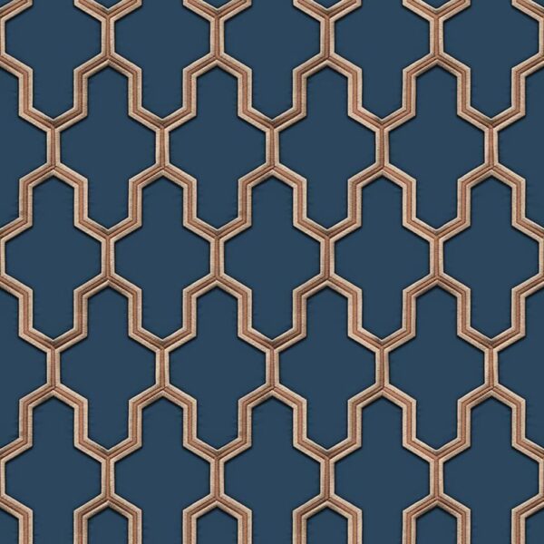 DUTCH WALLCOVERINGS Tapet Geometric blå och guld - Bild 2