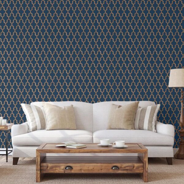 DUTCH WALLCOVERINGS Tapet Geometric blå och guld - Bild 3