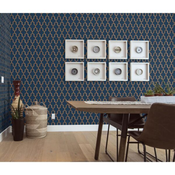 DUTCH WALLCOVERINGS Tapet Geometric blå och guld - Bild 6